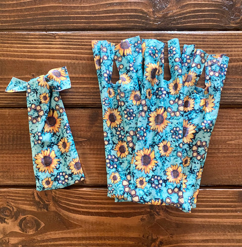 Turquoise Sunflower - 10 Two-String Mane Bags